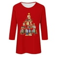thumbnail image 4 of Meichang Chemises de Noël pour Femmes, Col Rond, Manches 3/4, Coupe Ample, Chandail de Noël Classique, Joyeux Noël, T-Shirts Graphiques, 4 of 4