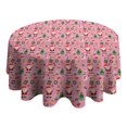 thumbnail image 4 of Pink Christmas Santa and Tree Pattern Round Tablecloth 60"x60",Wrinkle Wipeable Table Cloth for Kitchen Dining Room Picnic Patio Party, 4 of 6