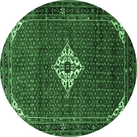 Ahgly Company Indoor Round Persian Emerald Green Traditional Area Rugs, 3' Round