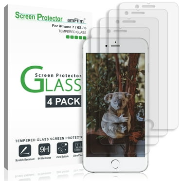 amFilm (4 Pack) Screen Protector for iPhone 7, iPhone 6S, and iPhone 6 - Tempered Glass Screen Protector Film