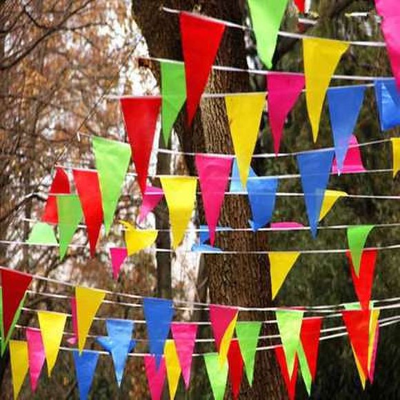 Jinsinto Pennant Banner 80 Meters Triangle Pennants Triangle Double Triangle Flag for Decorating Garden Wedding Birthday Party Indoor Outdoor