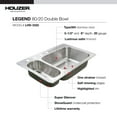 thumbnail image 5 of Houzer Legend 33 in Stainless Steel Topmount 80/20 Double Small Left Bowl Kitchen Sink with Strainer - LHD-3322-1, 5 of 7