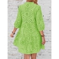 thumbnail image 6 of utcoco Women's 2026 Eyelet Lace Midi Dress V Neck Puff 3/4 Sleeve Button Tiered Sexy A Line Sun Dress, 6 of 6