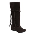 thumbnail image 3 of Ferndule Boos para mujer Botas altas de gamuza sintética Botas altas hasta la rodilla Botas anchas de pantorrilla, 3 of 8