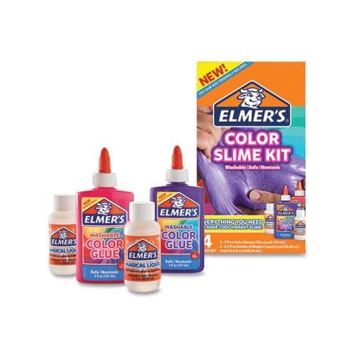 Color Slime Kit 1 5 oz Pink Color Glue, 1 5 oz Purple Color Glue, 2 2.3 oz Elmer's Magical Liquid