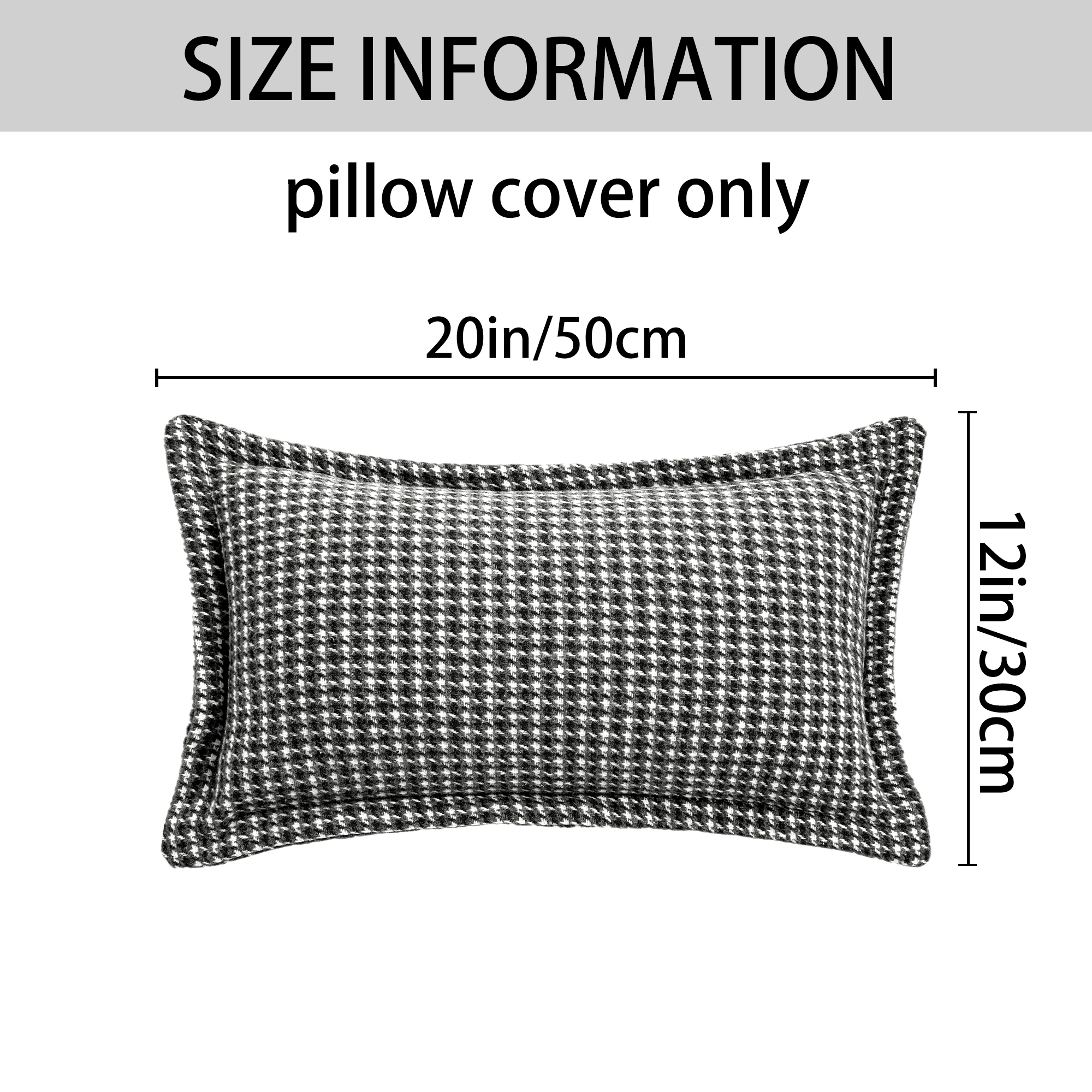 Unique Bargains Soft Houndstooth Throw Pillow Covers Set of 2 Black 20" x 12"