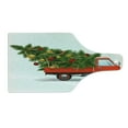 thumbnail image 2 of Christmas Cutting Board, Red Retro Style Farm Truck and Big Xmas Tree Tinsel Balls Candy Design, Decorative Tempered Glass Cutting and Serving Board, Wine Bottle Shape, White Red Green, by Ambesonne, 2 of 5