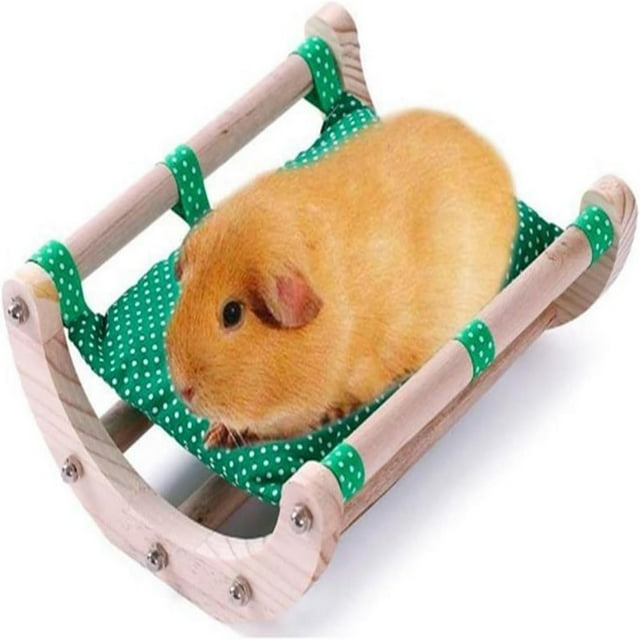SUTENGDA Wood Removable Hamster Bed Rocking Wood Detachable Washable Small Animal Bed Guinea Pig Bed Cage Bed and Guinea Pig Summer Nest (Color Green)