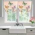 thumbnail image 4 of Pink Flowers Tie Up Curtains for Windows, Adjustable Balloon Window Shades, Spring Floral Butterfly Elegant Pastoral Botanical Kitchen Window Treatments Farmhouse Short Curtains 42"x45", 4 of 8