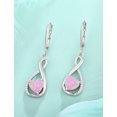 thumbnail image 5 of VESITIM Infinity Dangle Leverback Earrings 925 Sterling Silver Heart Earrings Created Pink Opal Jewelry for Women, 5 of 7