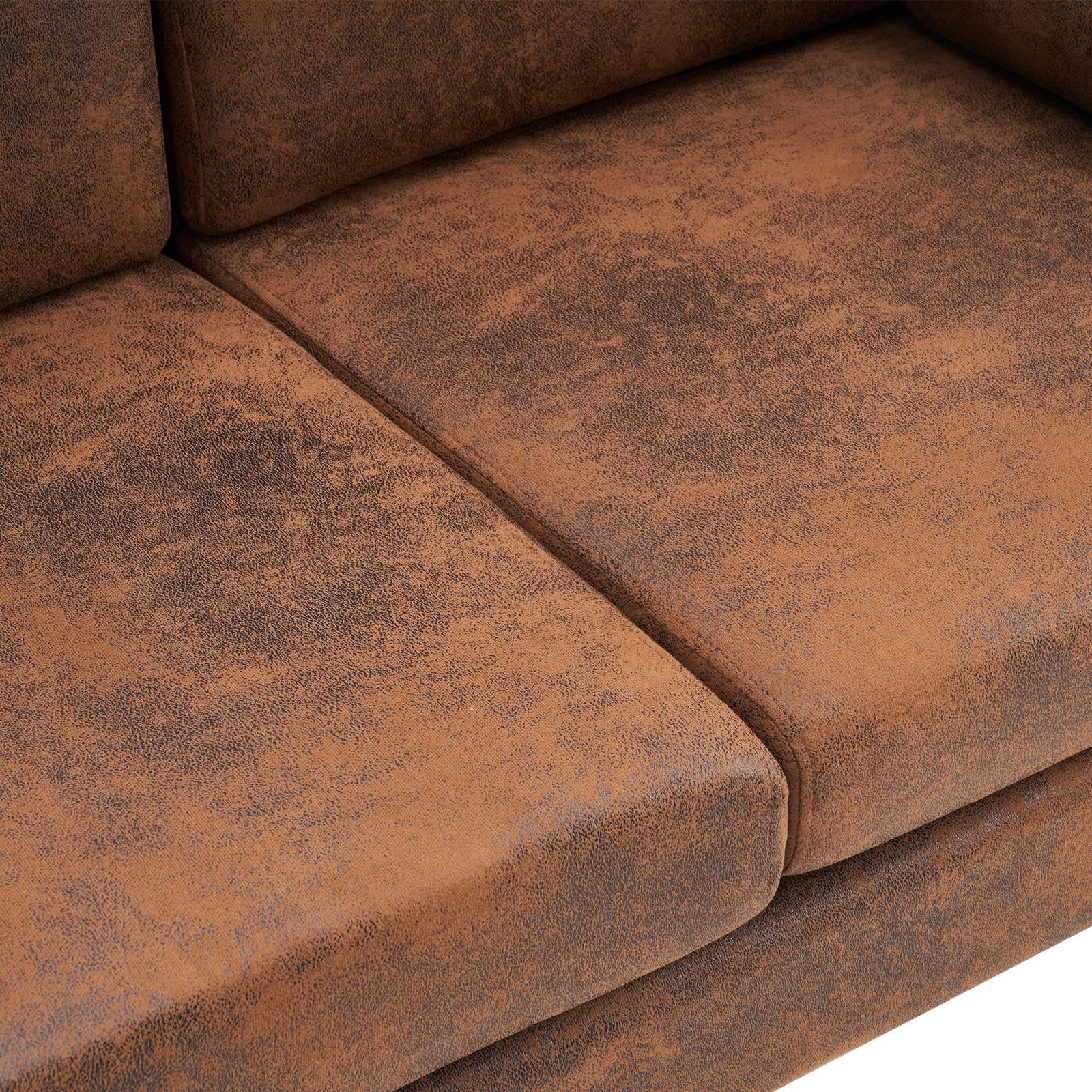 Ktaxon 2 Pieces Living Room Sofa Sets, 38" Parent-Child 1.5 Seater Accent Chair and Small 2 Seater Loveseat with Bronzing Cloth and Waist Pillows Brown