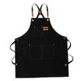 thumbnail image 2 of predolo Canvas Apron Carpentry Apron Adjustable with Pocket Canvas Cross Back Chef Apron Black, 2 of 8