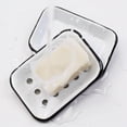 thumbnail image 2 of PILLOWPIA Enamel White Steel Soap Dish – 2-Piece Decorative, Rust-Resistant Bathroom Accessory, 2 of 5