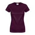 thumbnail image 2 of WNEGSTG Short Sleeve Shirts for Women Basic Cotton Crew Neck Slim Fit Tee Tunic Length T Shirt Wine, 2 of 3