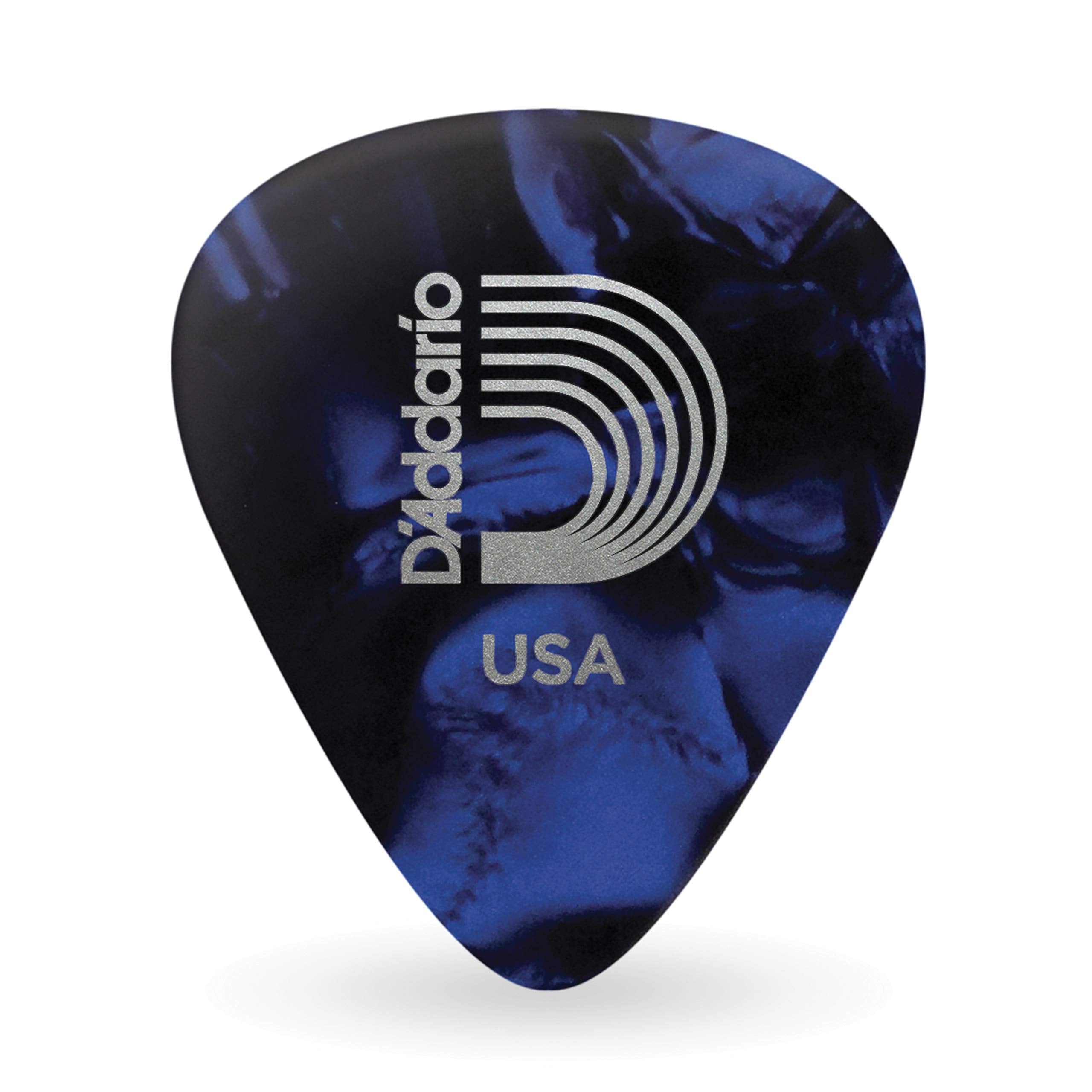 D'Addario Black Pearl Celluloid Guitar Picks, 100 pack, Heavy