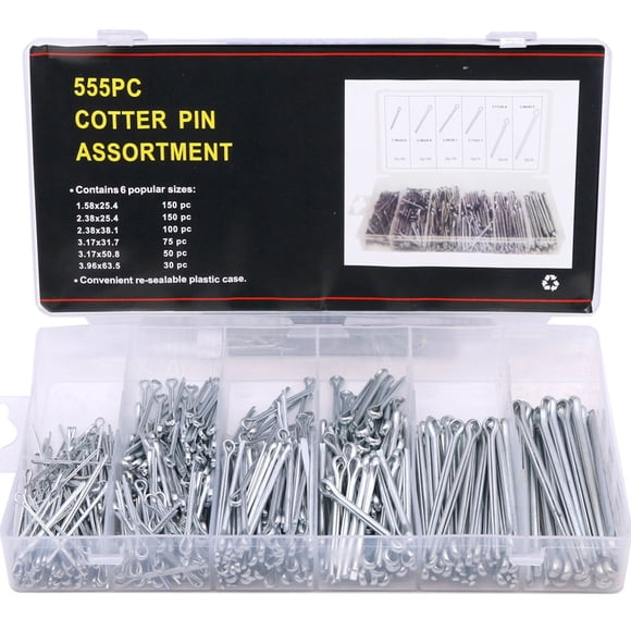 Glarks Kit d'Assortiment de 555 Goupilles de Cloche en Zinc Robuste