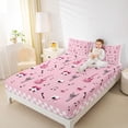 thumbnail image 4 of Homewish Kawaii Bowknot Skeleton Full Size Sheets, Cartoon Guitar Music Bed Sheets, Girly Pink Gothic Cartoon Sheet Sets, Microfiber Bedroom Decor, 4-Piece, 4 of 7