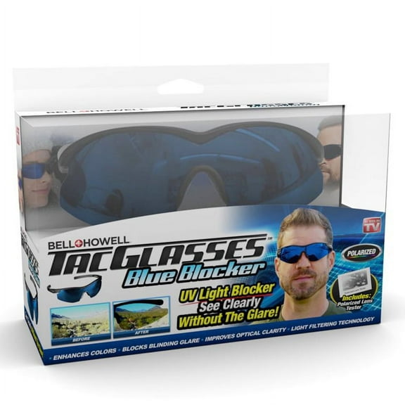 Bell   Howell Tac Glasses Military Style Sunglasses that Reduce Glare, with Blue Lens, As Seen on TV