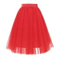 thumbnail image 4 of Huowey Women Tutu Skirts Midi Length Dance Ballet Solid Color Layered A-Line Wedding Party Midi Skirt Elastic Waist Skirt Clothing,Red, 4 of 5