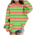 thumbnail image 2 of Toonshare Black***Friday ,Clearance,Kids Long Sleeve Shirts Pack,Girls Clothes 14-16,Girls Clothes 5T,Girls' Double-Layer Hood with Stripe Print Round Neck Hooded Sweatshirt Top, 2 of 3