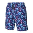 thumbnail image 4 of Logiee Blue Skull Flower Print Mens Swim Trunks Quick Dry Board Shorts,Breathable Hawaii Beach Shorts Swimwear Bathing Suits-Small, 4 of 6
