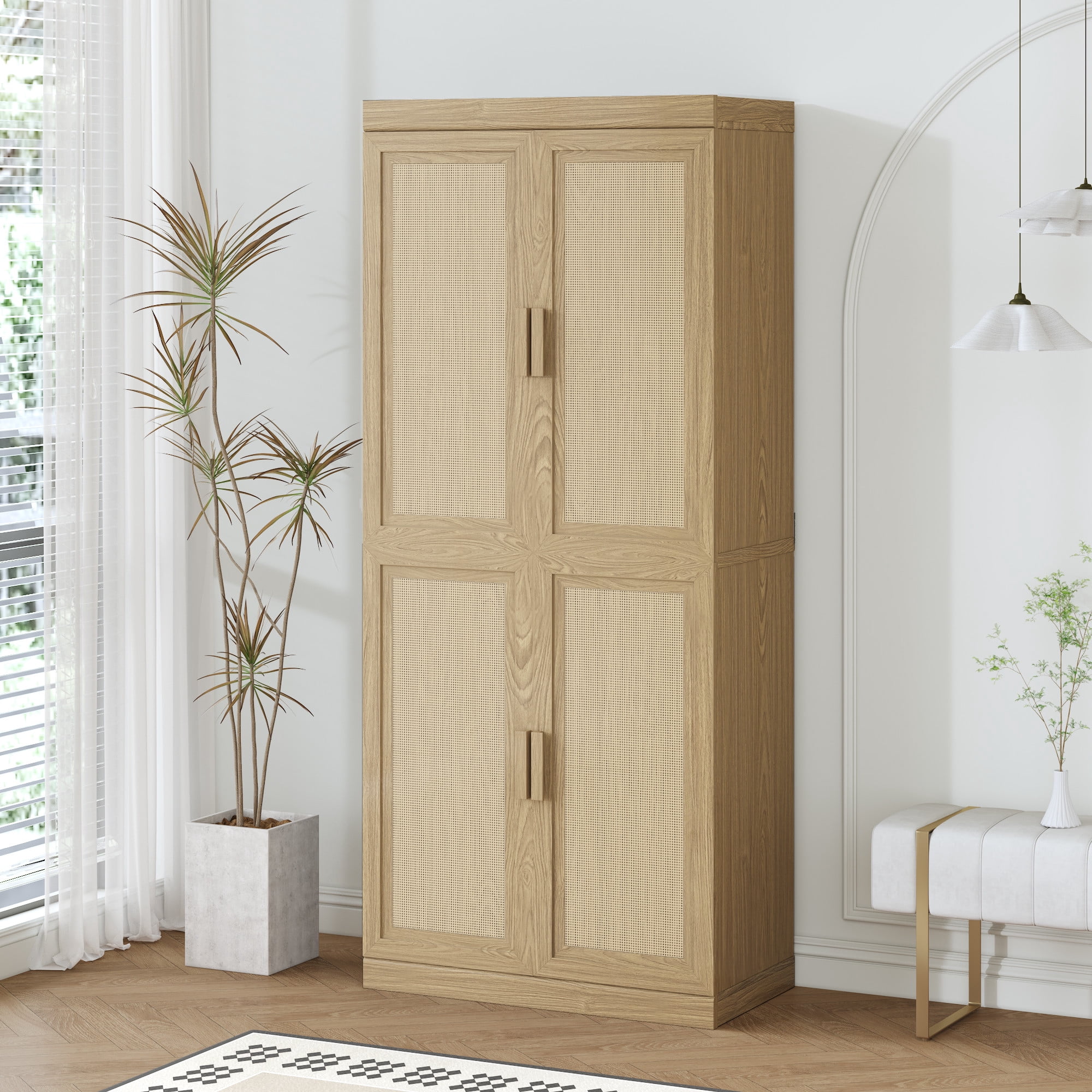 MAYEERTY Entryway Storage Cabinet Wood Accent Cabinet for Living Room,Brown