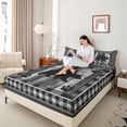 thumbnail image 4 of Homewish Farmhouse Bear Animal Full Size Sheets for Men, Black Grey Buffalo Plaid Bed Sheets, Western Lodge Cabin Sheet Sets, Microfiber Bedroom Decor, 4pcs, 4 of 7