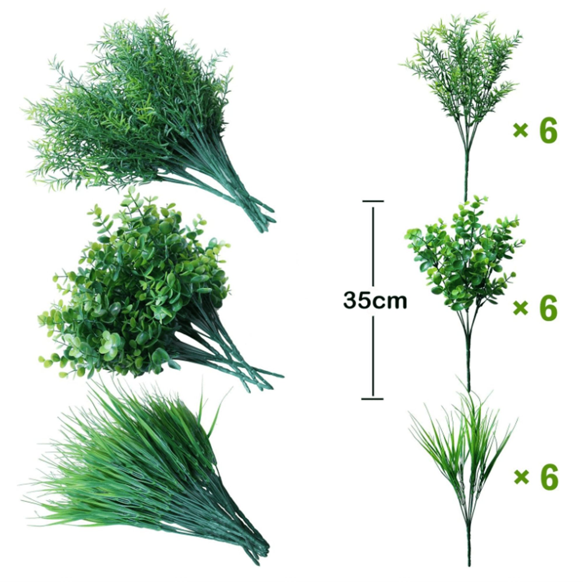 18 Bundles Artificial Plants Grass Indoor Outdoor UV Resistant Plastic Fake Bushes Plants Shrubs Greenery Flowers Arrangement