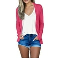 thumbnail image 5 of Fanxing Women's V Neck Cardigan Sweater Long sleeve Button Down Fall Lightweight Solid Color Knitted Outwear Hot Pink L, 5 of 8