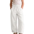 thumbnail image 2 of ITSAME Girls Pants, Straight Leg Elastic Waist Loose Fit Fashion Casual Thin Pants with Pockets White 12M, 2 of 6