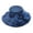 Navy Blue, variant on ruhuadgb Women Church Cap Wide Brim Cloth Flower Temperament Foldable Rhinestones Buckle Hat for Wedding