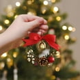 thumbnail image 4 of 4" Mini Christmas Wreath,Christmas Cabinet Wreath for Kitchen with Bows,Pinecones,Nuts,Berries and Bell - Small Hanging Artificial Wreath for Window Home Chair Front Door Wall Indoor Outdoor,Red, 4 of 4