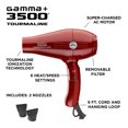 thumbnail image 2 of Secador de pelo iónico de turmalina GAMMA+ 3500 Professional Salon, 2 boquillas, 6 ajustes de calor, color rojo, 2 of 5