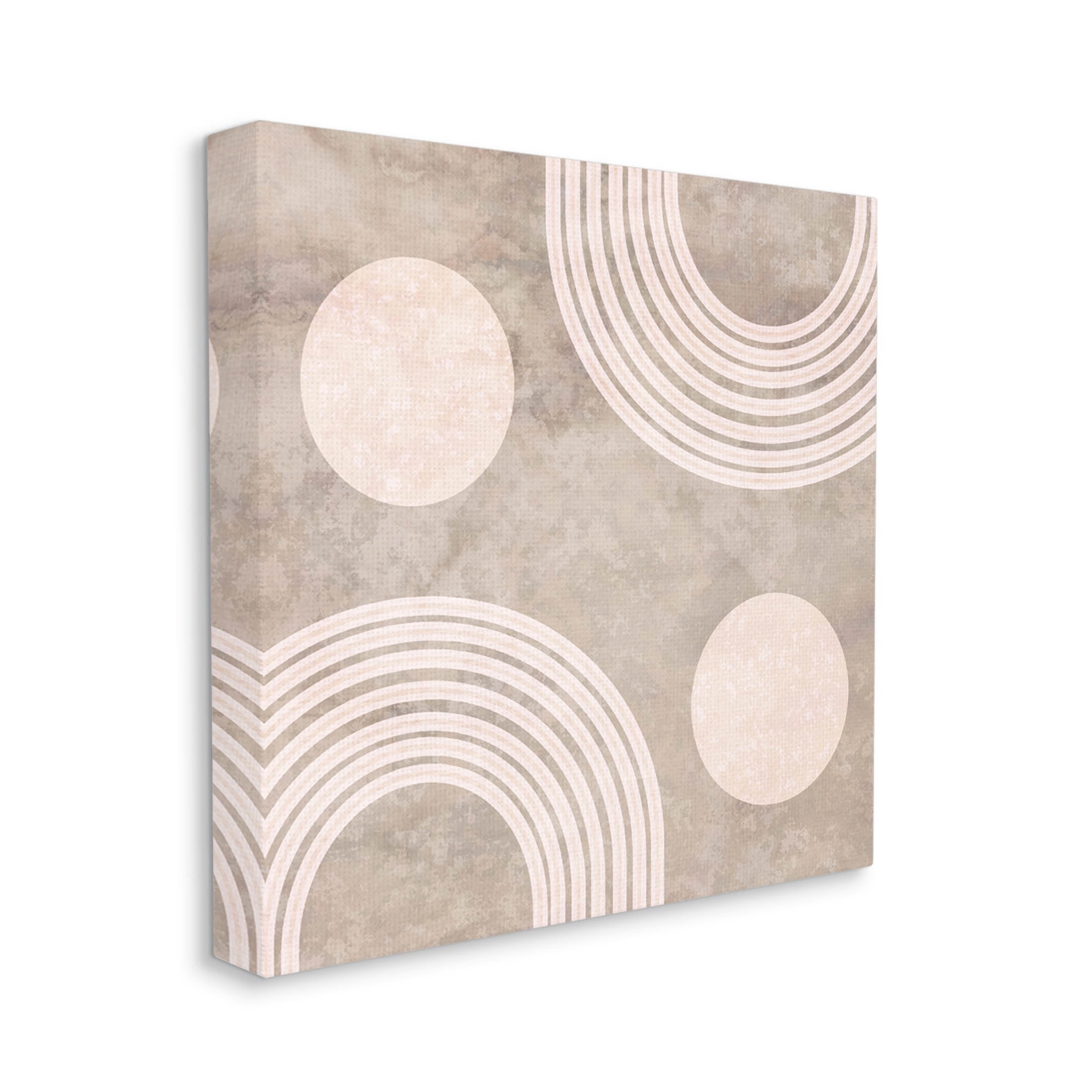 Beige Arch Geometric Shapes Abstract Graphic Art Gallery Wrapped Canvas Print Wall Art
