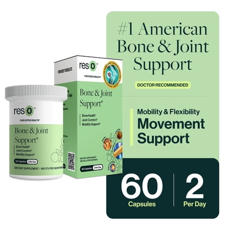 resbiotic resO Bone and Joint Support Supplement with Glucosamine Chondroitin for Mobility, 60 Capsules