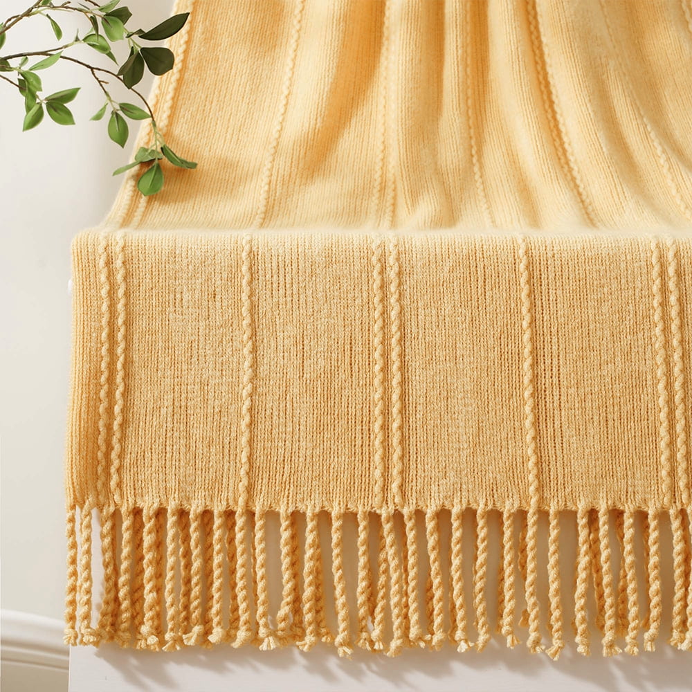 Battilo Yellow Throw Blanket for Couch Knitted Bulgaria Ubuy