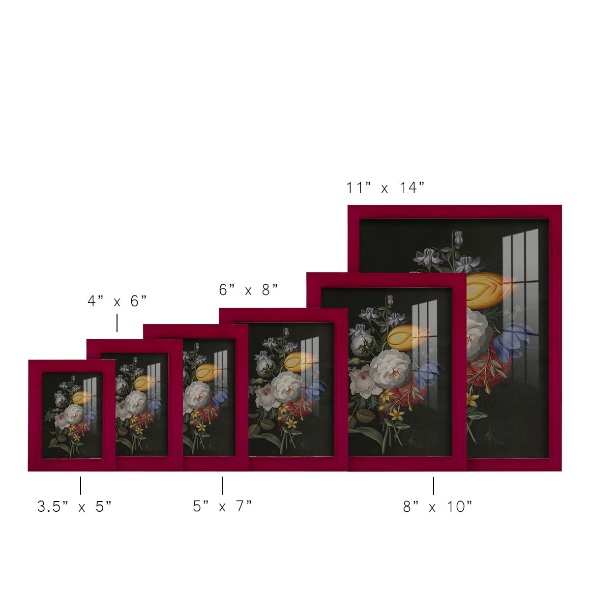 Dramatic Bouquet III -Framed Print w/glass-Cherry Red