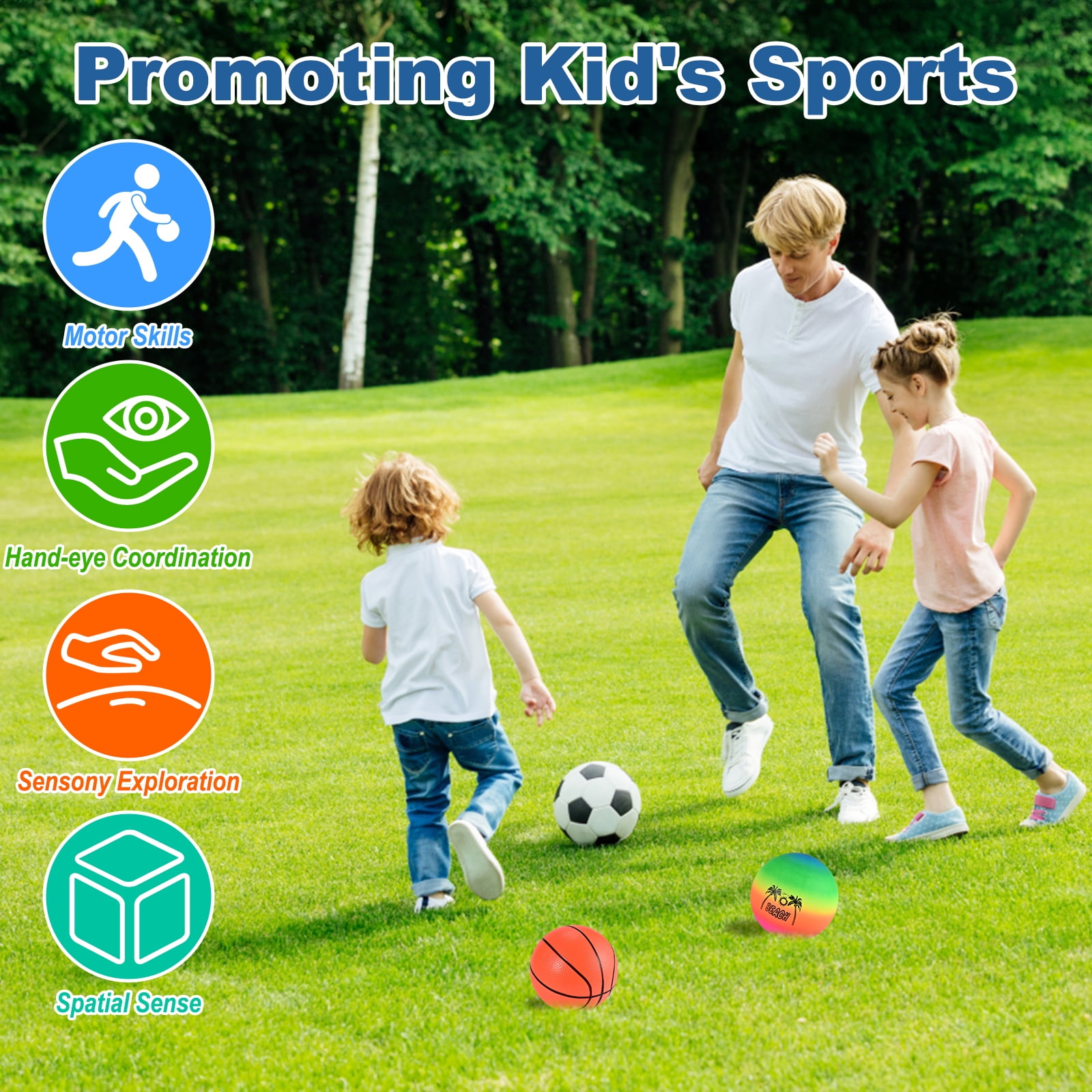 Faburo Toys Balls for Toddlers 1-3 , Toddler Outdoor Sports Toys,Football Basketball Rugby Baseball Volleyball Soccer 1 2 3 4 5 Gift