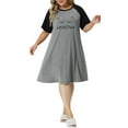 thumbnail image 2 of FAB CURVES Women' s Plus Size Nightgown Short Sleeve Cute Graphic Sleepshirts Lounge Sleep Dress Sleepwear 1X Gray, 2 of 5