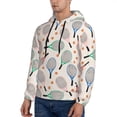 thumbnail image 3 of Pofeuu Cute Tennis Racket Print Mens Casual Hooded Collar Drawstring Hoodies Pullover Sweatshirts Casual Long Sleeve Shirts-Large, 3 of 7