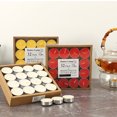 thumbnail image 2 of Unscented White Tea Light Candles, Smokeless Clean Burn Tealights, 2 Hour Burn Time, 32 Count, for Home Decor, Parties, Romantic Events, and Tea Warming, Yellow, 2 of 7