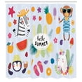 thumbnail image 3 of Ambesonne Summer Shower Curtain, Vacation Monkey Zebra Sunny, 69"Wx70"L, Pale Blue Multicolor, 3 of 3