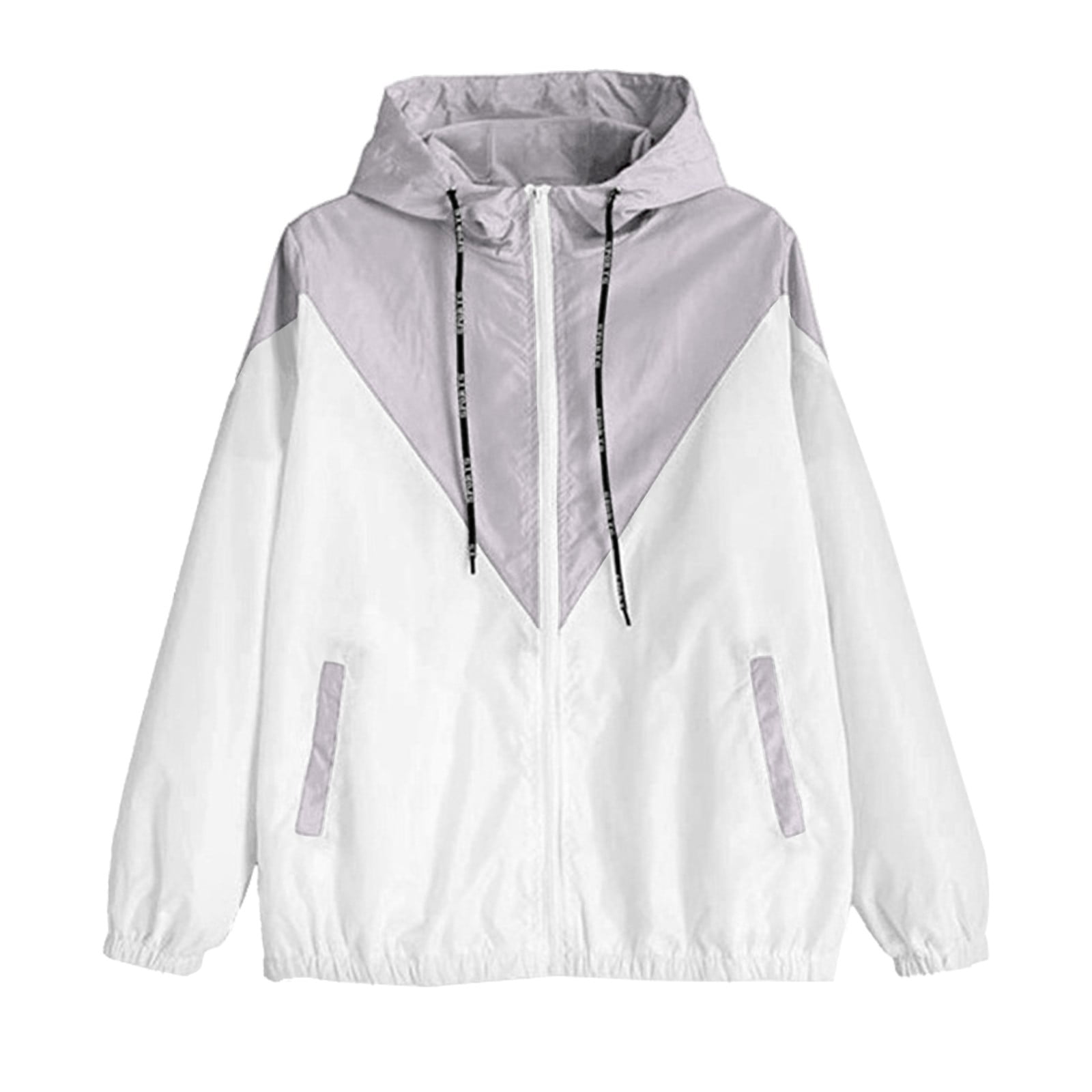 HTNBO Lightweight Jackets for Women Hooded Plus Size with Pockets ...