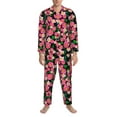 thumbnail image 3 of Fuzoiu Blooming Meadow Print Men's Long-Sleeved Pajama,Lounge Button Down Nightwear,Mens Notch Collar Pajama Set -Small, 3 of 7