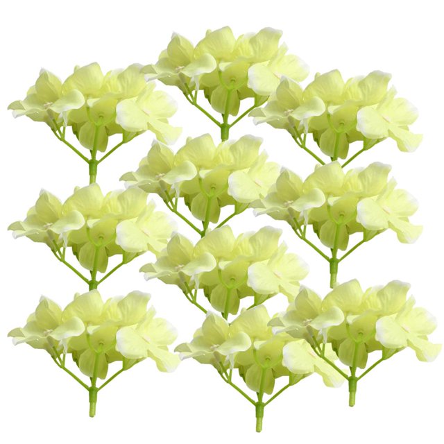 10 cabezas de flores artificiales de hortensia de seda de 10 cm para decoración de bodas DIY verde fluorescente