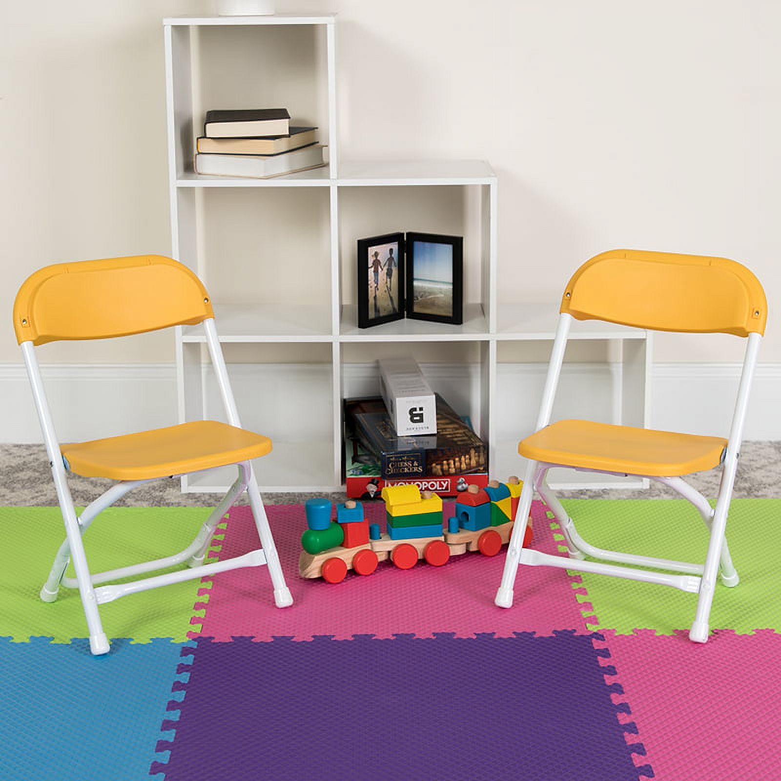 Flash Furniture Kids Yellow Plastic Folding Chair [Y-KID-YL-GG] - image 2 of 5