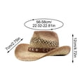 thumbnail image 3 of Western Cowboy Hats for Women Classic Felt Wide Brim Fedora Hat with Belt Buckle Retro Panama Hat Unisex Rolled up Cap Coffee, 3 of 3