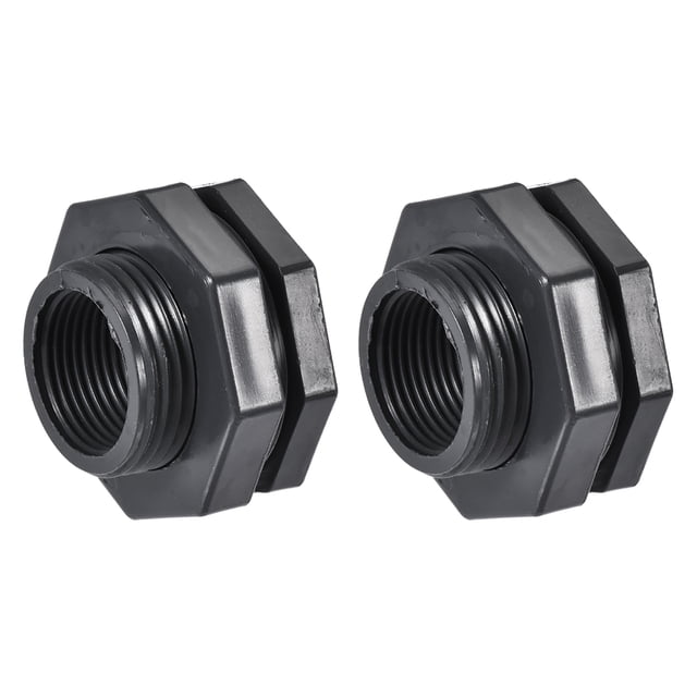 Unique Bargains G3/4 Female Pipe Fitting PVC Bulkhead Fitting with Silicone Gasket Gray 2 Pack