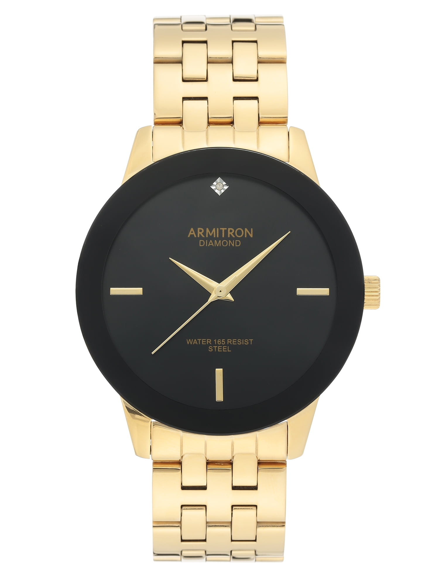 Armitron Men's Gold-Tone and Black Diamond Dial Dress Watch - Walmart.com