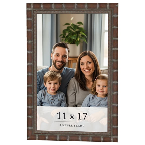 11x17 Dark Brown Bamboo Real Wood Picture Frame Width 1.5 inches | Interior Frame Depth 0.5 inches